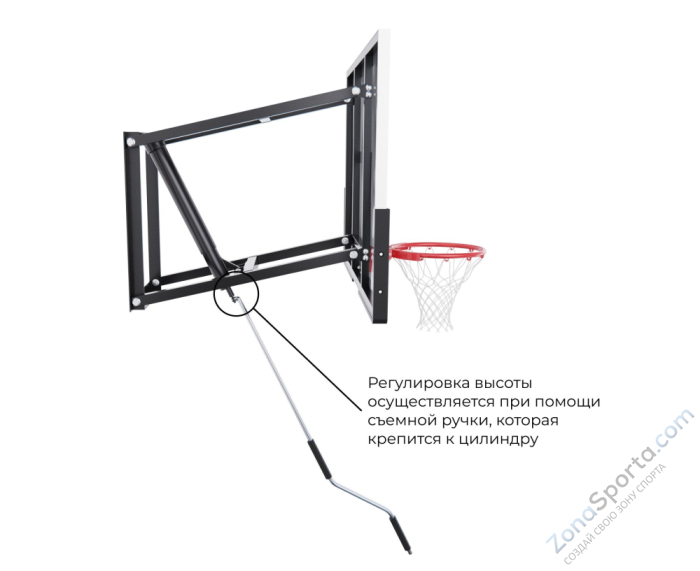 Баскетбольный щит DFC со съёмным регулятором высоты, поликарбонат 2,5 мм, 120 х 80 см