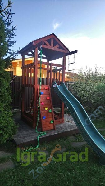 Деревянная детская площадка для дачи Igragrad Панда Фани Tower скалодром