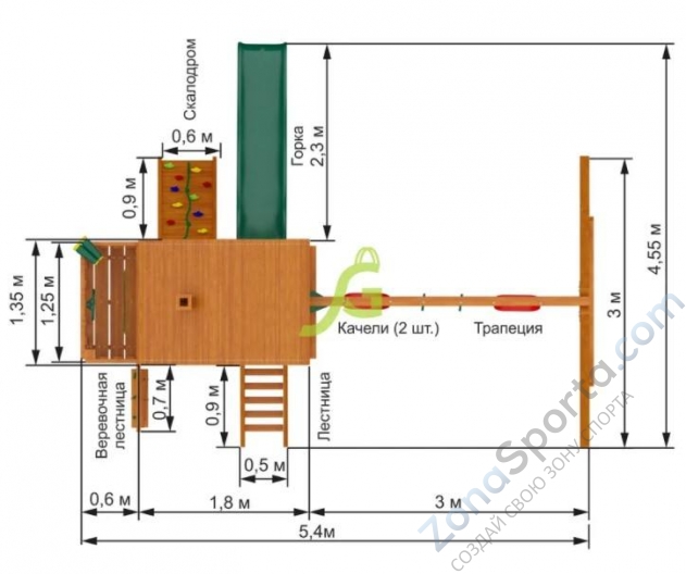 Деревянная детская площадка для дачи Igragrad Шато 2