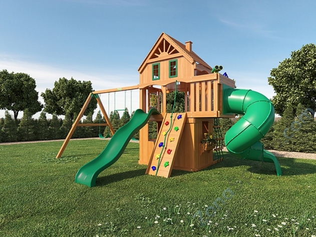 Деревянная детская площадка для дачи Igragrad Шато 2 с трубой (Домик)