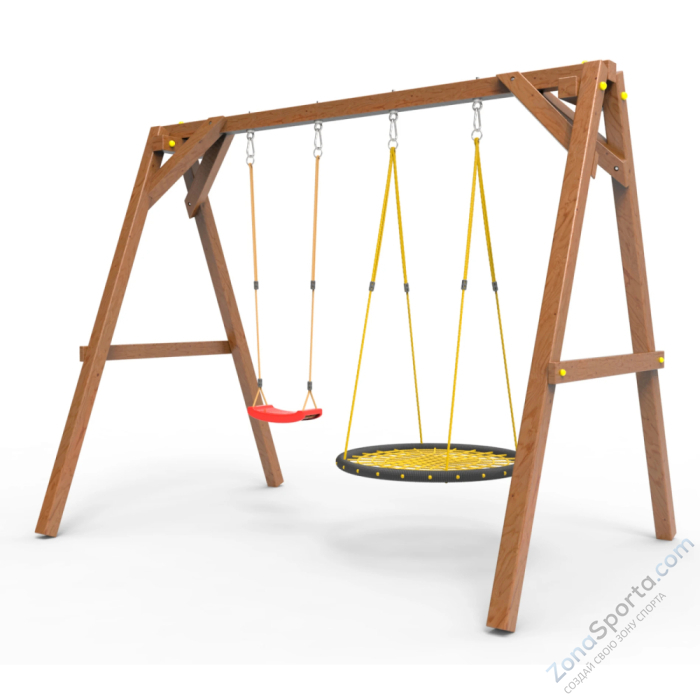 Деревянные качели Пикник 2 Оптимус (качели гнездо 1м качели долька)