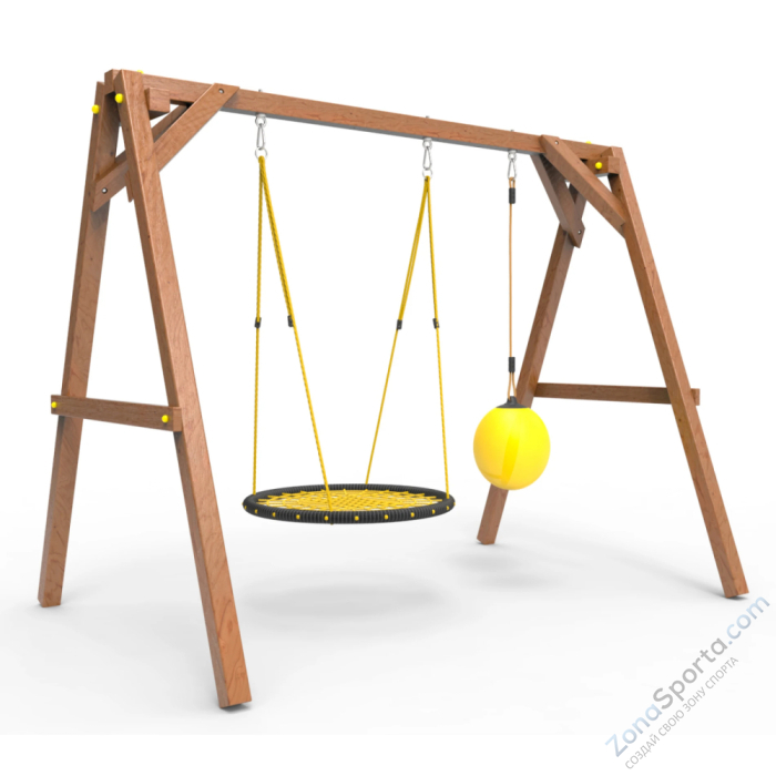 Деревянные качели Пикник 2 Оптимус (качели гнездо 1м качели drop)