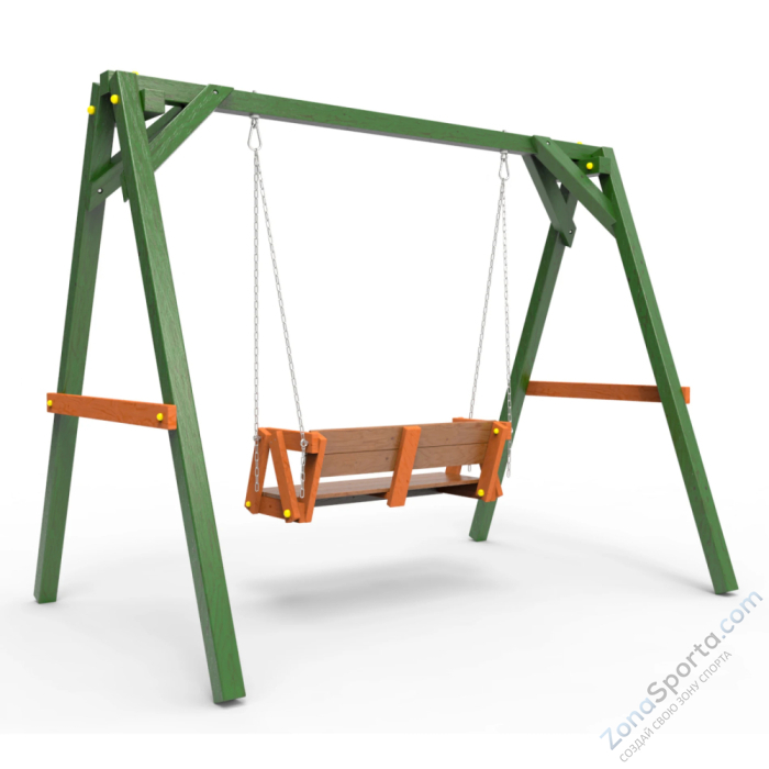 Деревянные качели Пикник 2 Вега (диванчик на цепях)