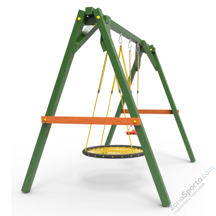 Деревянные качели Пикник 2 Вега (качели гнездо 1м качели долька)