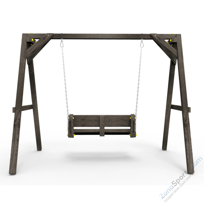 Деревянные качели Пикник 2 Black (диванчик на цепях)