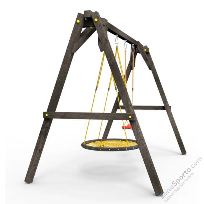 Деревянные качели Пикник 2 Black (качели гнездо 1м качели долька)