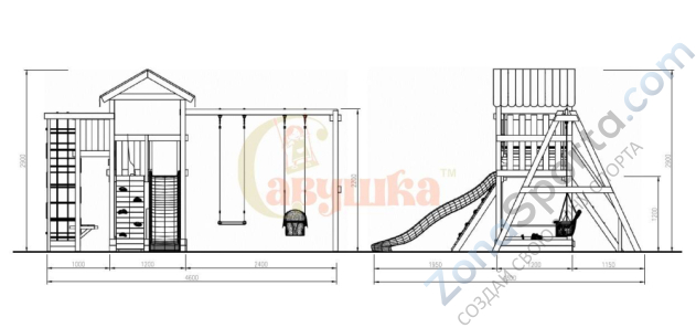 Детская площадка Савушка Мастер 3 (Махагон) 4 сезона
