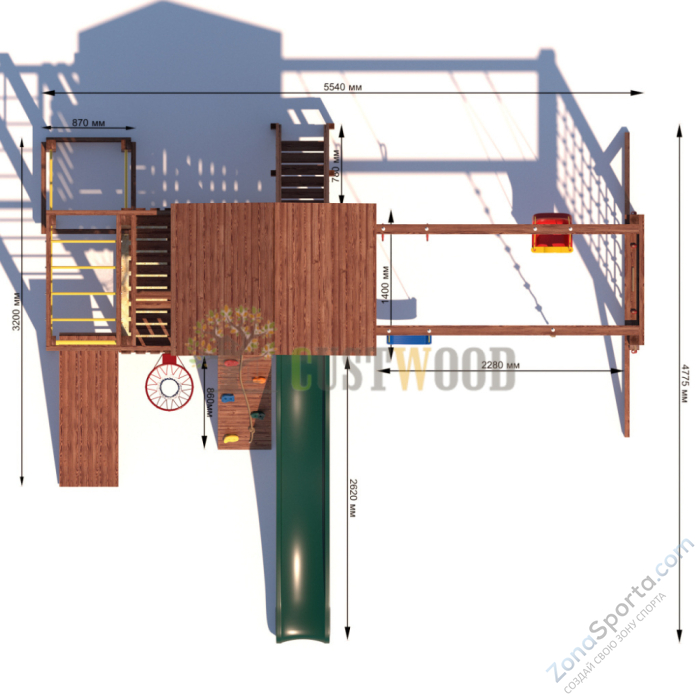 Детская деревянная игровая площадка для улицы дачи CustWood Active 4