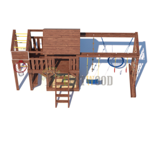 Детская деревянная игровая площадка для улицы дачи CustWood Scout SC10 с деревянной крышей