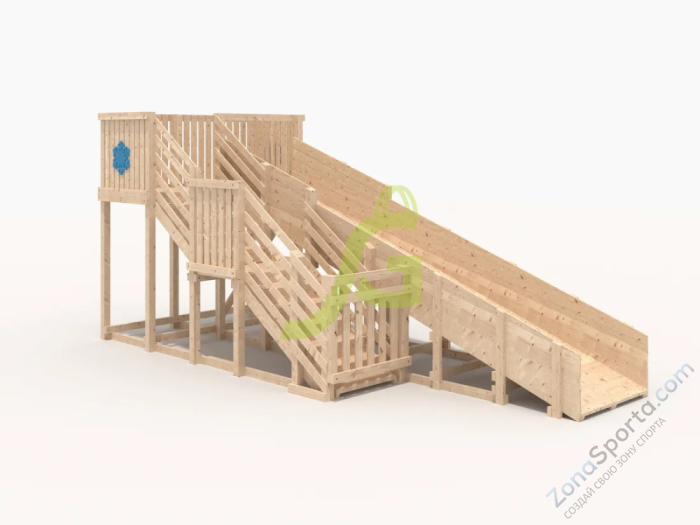 Детская деревянная зимняя горка IgraGrad Snow Fox скат 5.9 м без окраски