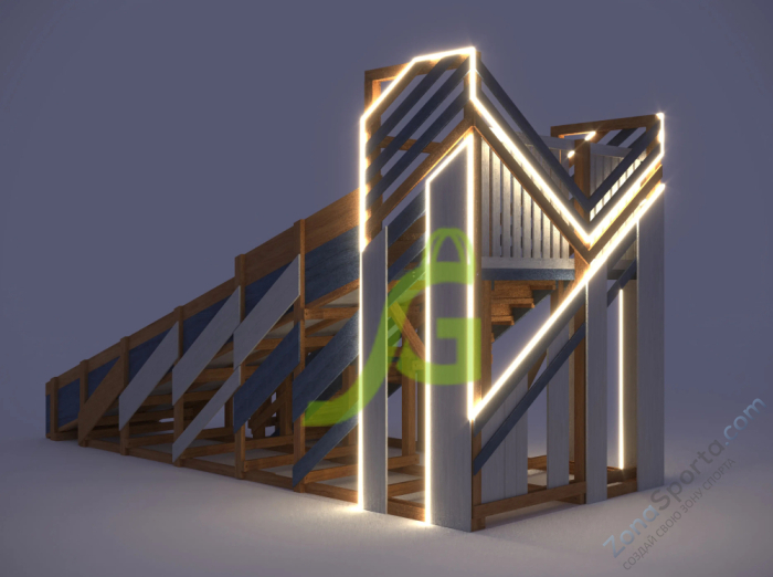 Детская деревянная зимняя горка IgraGrad Snow Fox скат 5.9 м мод.3