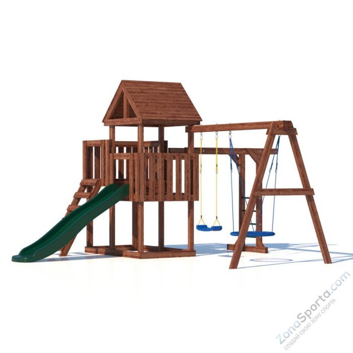 Детская площадка CustWood Junior Color JC5 с деревянной крышей 