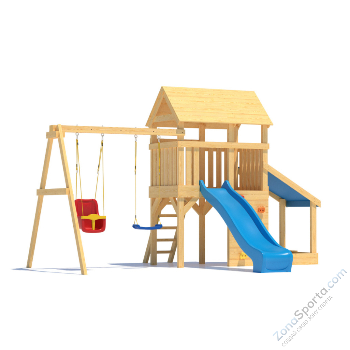 Детская площадка CustWood Scout S7+ с большой деревянной крышей