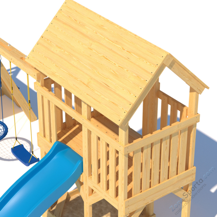 Детская площадка CustWood Scout S8+ с большой деревянной крышей
