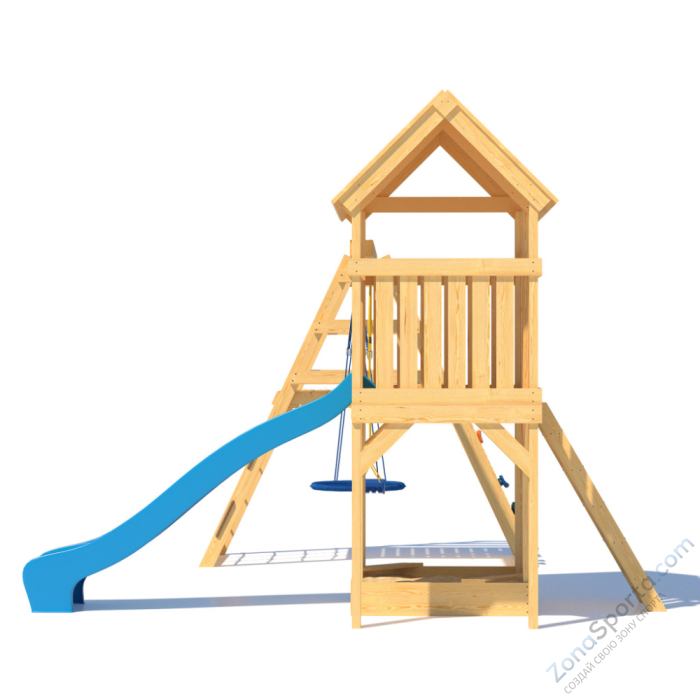 Детская площадка CustWood Scout S8+ с большой деревянной крышей