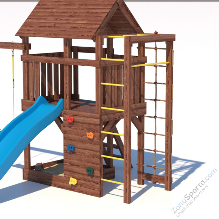 Детская площадка CustWood Scout SC4+ с большой деревянной крышей