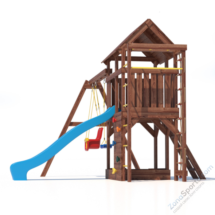 Детская площадка CustWood Scout SC4+ с большой деревянной крышей