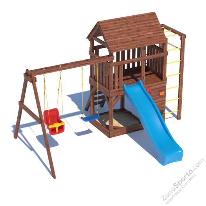 Детская площадка CustWood Scout SC4+ с большой деревянной крышей