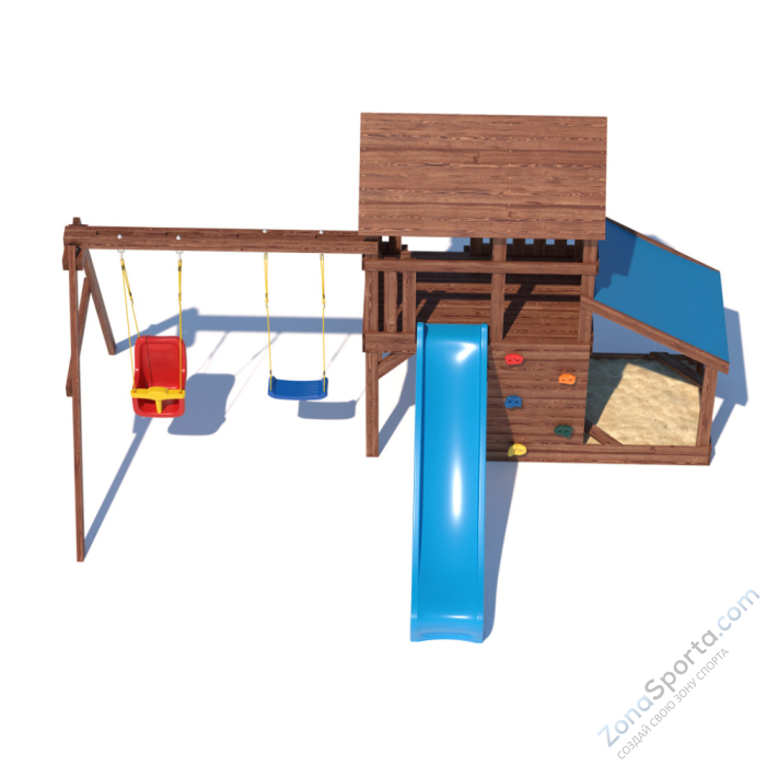 Детская площадка CustWood Scout SC7+ с большой деревянной крышей