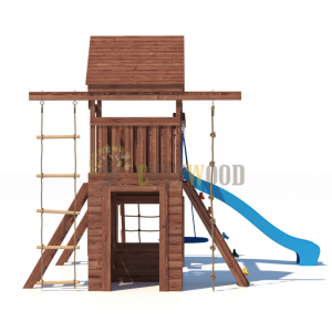 Детская деревянная игровая площадка для улицы дачи CustWood Scout SC9 с деревянной крышей