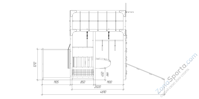 Детская площадка Савушка Куб-1 (Махагон) с гамаком для йоги