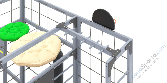 Детская площадка Савушка Куб-2 (Серый) с подушками и коконом