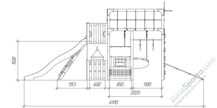 Детская площадка Савушка Куб-3 (Махагон) подушками и коконом