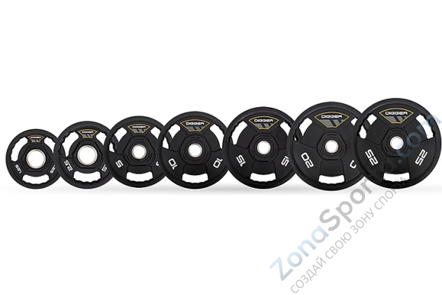 Диск олимпийский полиуретановый Hasttings HD51C3A-15 3-х хватовый 15 кг