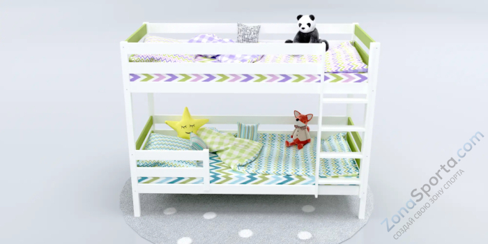 Кровать детская двухъярусная Савушка-01 90х180 зеленая