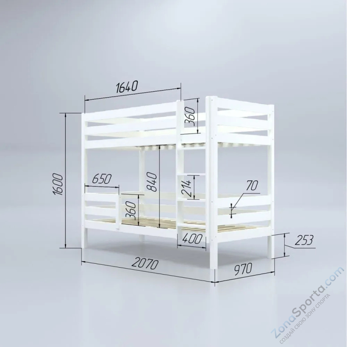 Кровать детская двухъярусная Савушка-01 90х200 капучино