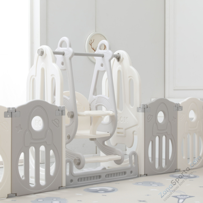 Манеж Unix Kids Supreme Space 200x240 Grey с качелями