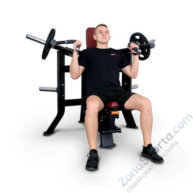 Плечевой жим сидя на свободных весах Protrain T8-605