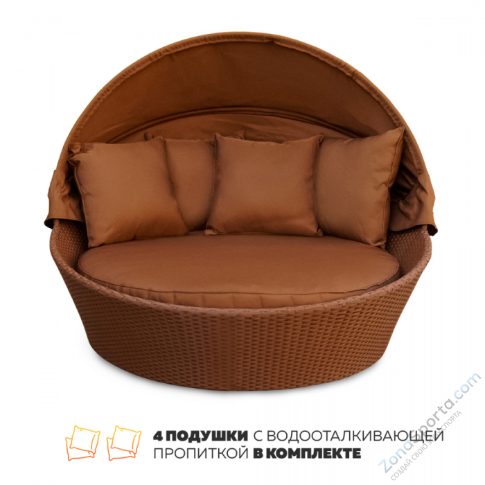 Шезлонг-диван Kvimol КМ-0099 коричневый из искусственного ротанга