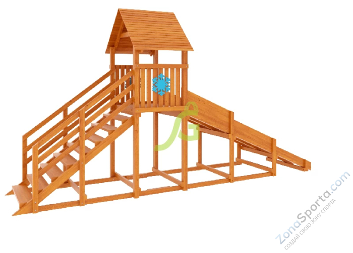 Заливная горка IgraGrad Snow Fox Start с крышей скат 4 м