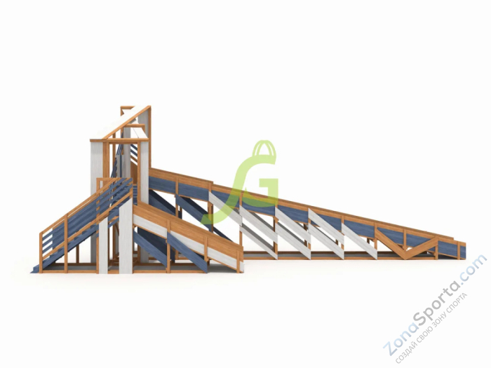 Зимняя деревянная горка IgraGrad Snow Fox 12 м с двумя скатами мод.3