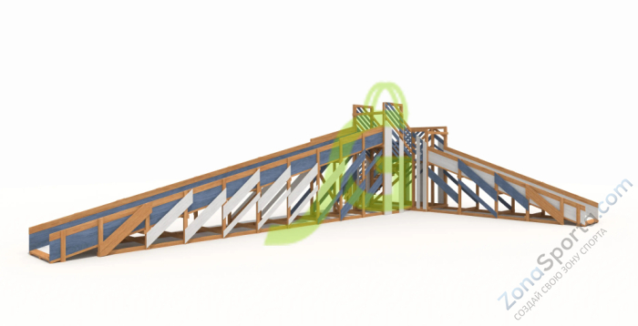 Зимняя деревянная горка IgraGrad Snow Fox 12 м с двумя скатами мод.524