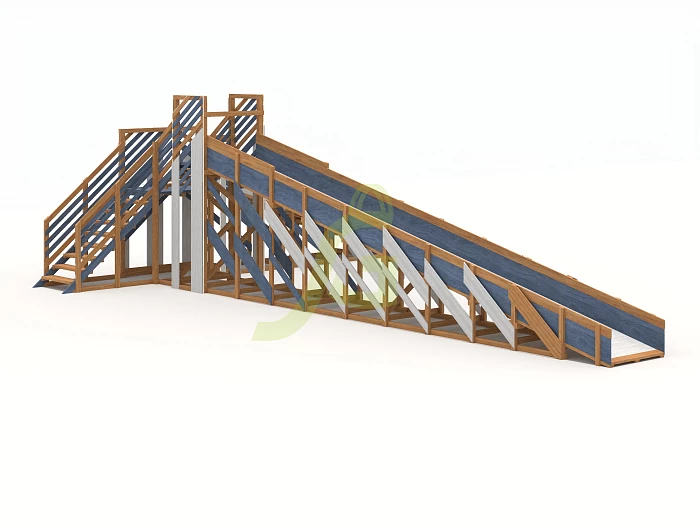 Зимняя деревянная горка IgraGrad Snow Fox 12 м с двумя скатами мод.524