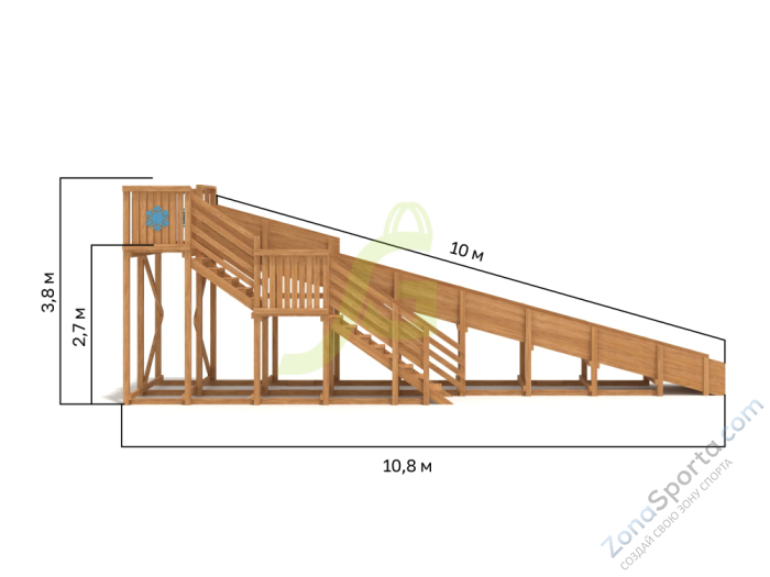 Зимняя деревянная горка IgraGrad Snow Fox скат 10м