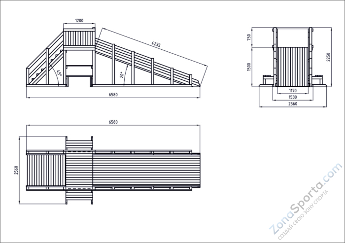 Зимняя деревянная заливная горка Ледянка 1 (без окраски)