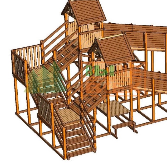 Зимняя деревянная заливная горка Морозко 12 и 8м