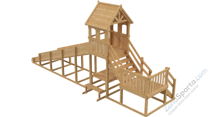 Зимняя деревянная заливная горка Теремок 2 (без окраски)